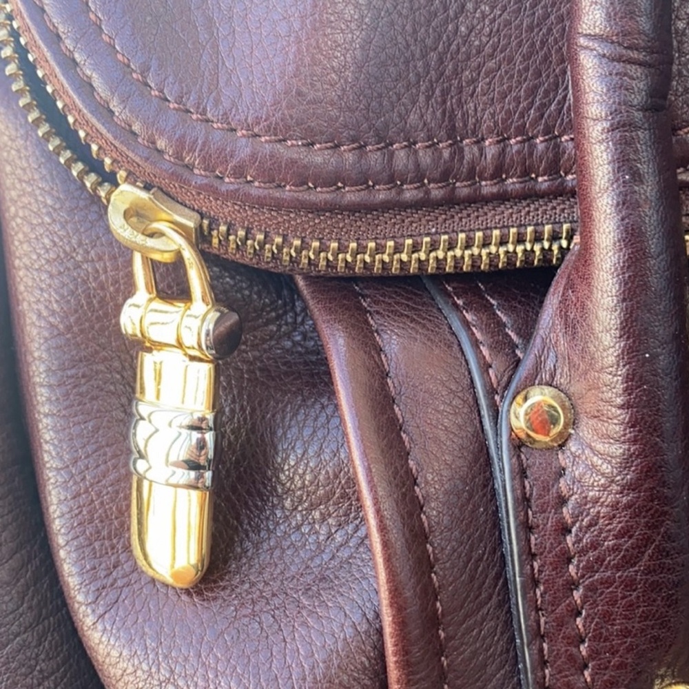 Chic genuine Leather burgundy Satchel - Picture 6 of 8